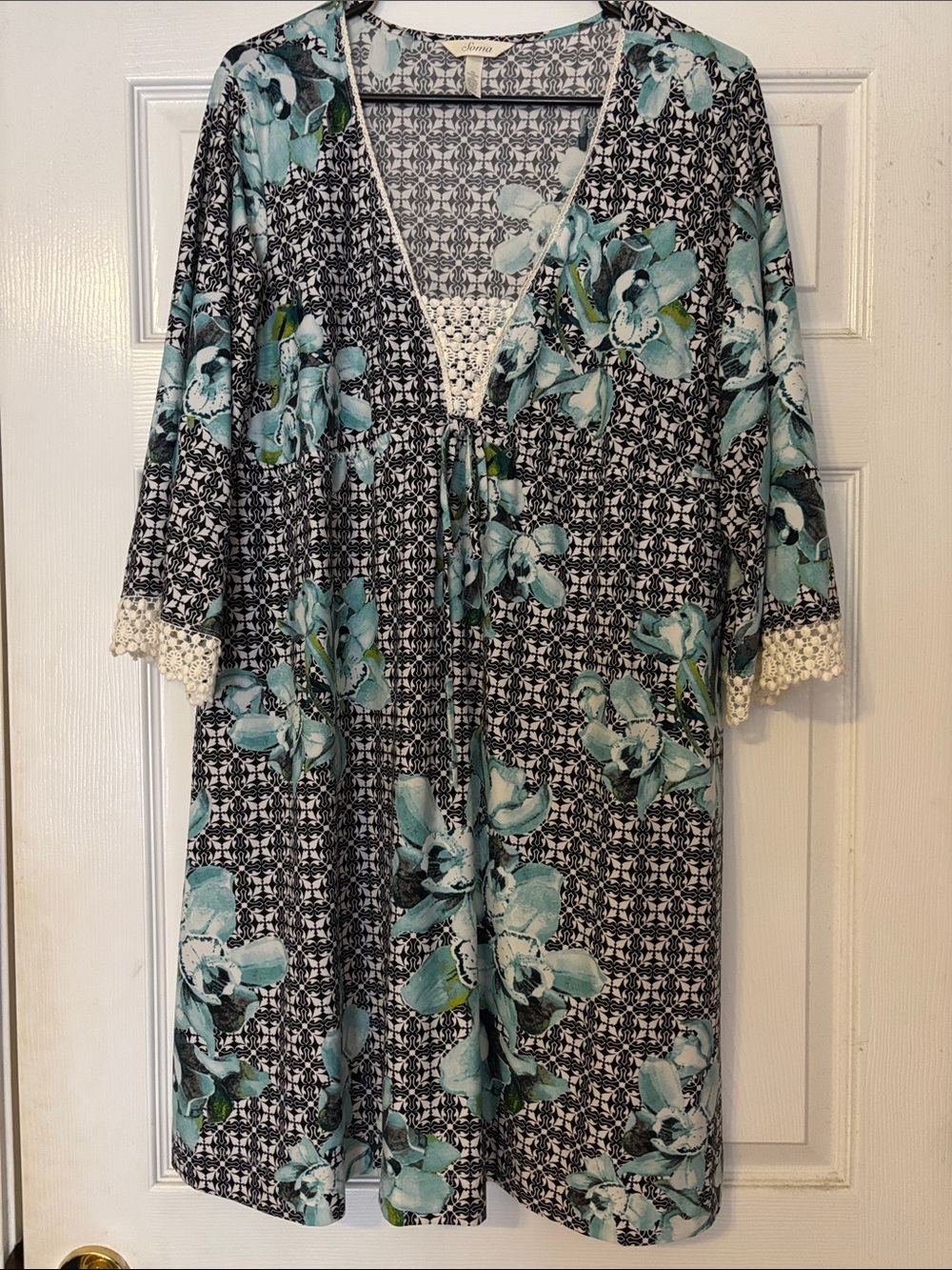 Soma Floral Mini Dress in Black and Teal